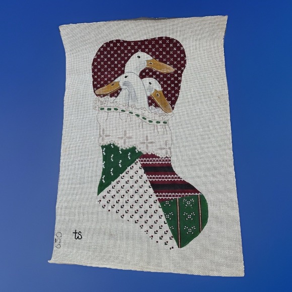 TS Designs Other - TS Designs Hand Painted Needlepoint Canvas * Christmas Stocking Geese Country